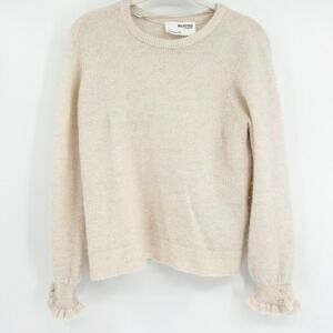 SELECTED FEMME Womens Sia Juma Ruffle‎ Frill Sleeve Pullover Sweater Size M
